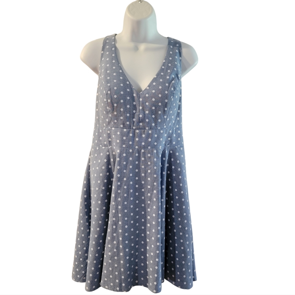 City‎ Studio Blue & White Polka Dots Halter Dress Size 11